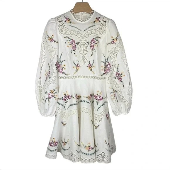 ZIMMERMANN Allia Lace Trimmed Embroidered Dress, Size 2 VGUC - Picture 5 of 13